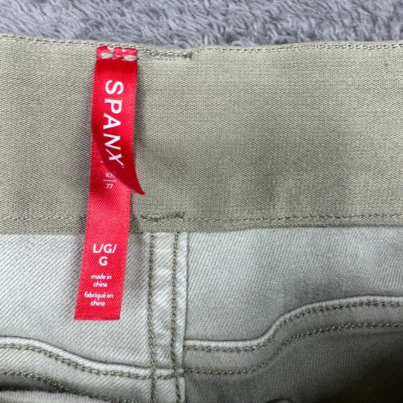 SPANX Shorts Twill Pull On L Olive Green 4" Inseam Outdoor Hiking Casual1 - Picture 3 of 7